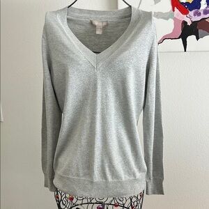 Banana Republic Light Gray V-Neck Sweater